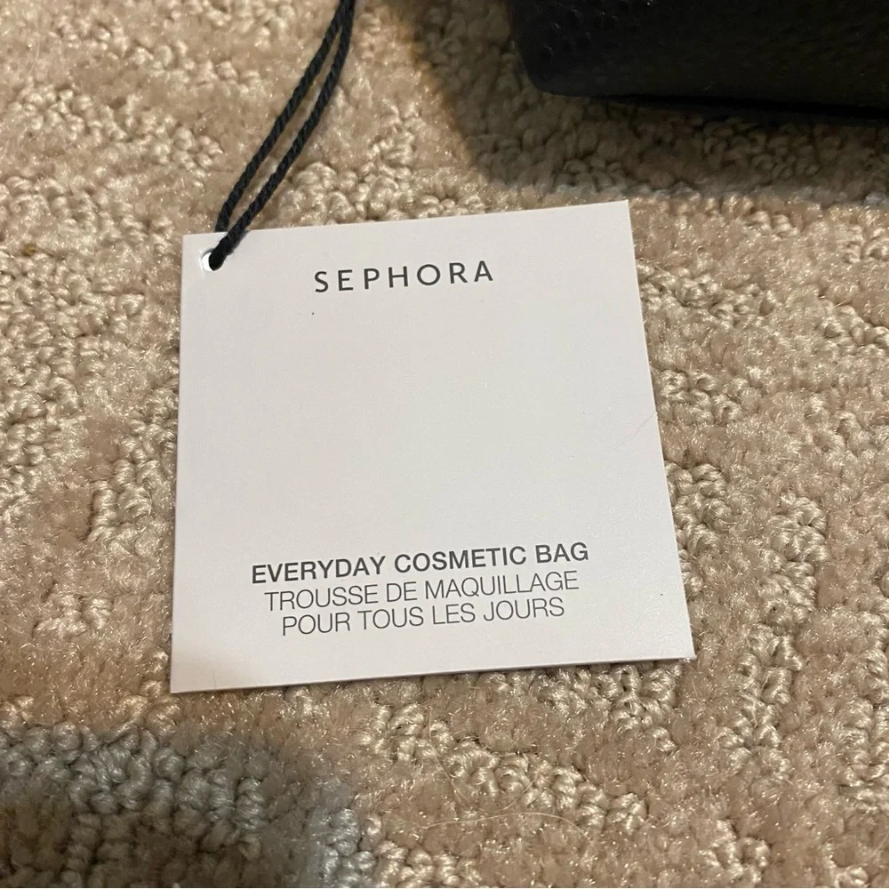NWT {Sephora} Everyday Cosmetic Bag/Zip Pouch ~ Black Faux Leather